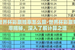世界杯彩票赔率怎么算-世界杯彩票赔率揭秘，深入了解计算之道