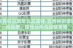 世界杯彩票怎么买赚钱-世界杯彩票投资指南，理性分析与稳健策略