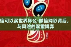 微信可以买世界杯么-微信购彩背后，便与风险的双重博弈