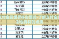 支付宝买世界杯彩票吗-了解支付宝购彩世界杯的点滴
