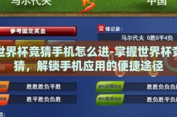 世界杯竞猜手机怎么进-掌握世界杯竞猜，解锁手机应用的便捷途径