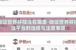 微信世界杯投注在哪里-微信世界杯投注平台的选择与注意事项