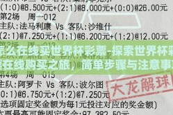 怎么在线买世界杯彩票-探索世界杯彩票在线购买之旅，简单步骤与注意事项