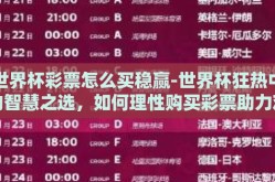 世界杯彩票怎么买稳赢-世界杯狂热中的智慧之选，如何理性购买彩票助力观赛乐趣