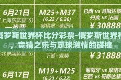 俄罗斯世界杯比分彩票-俄罗斯世界杯，竞猜之乐与足球激情的碰撞