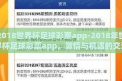2018世界杯足球彩票app-2018年世界杯足球彩票app，激情与机遇的交汇
