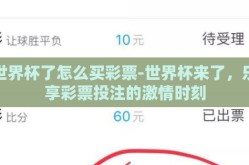 世界杯了怎么买彩票-世界杯来了，乐享彩票投注的激情时刻