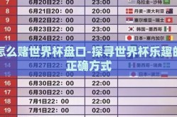 怎么赌世界杯盘口-探寻世界杯乐趣的正确方式
