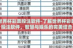 世界杯彩票投注软件-了解世界杯彩票投注软件，智慧与娱乐的完美结合