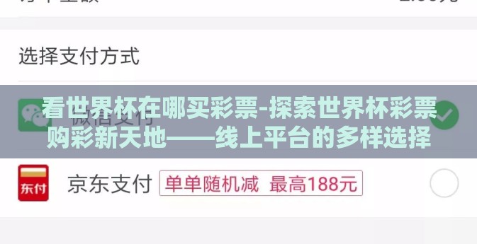 看世界杯在哪买彩票-探索世界杯彩票购彩新天地——线上平台的多样选择与注意事项