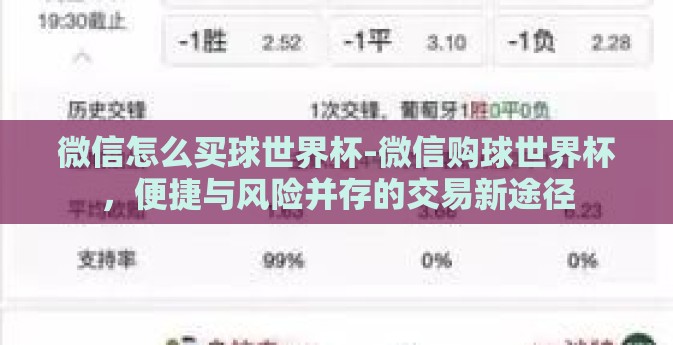 微信怎么买球世界杯-微信购球世界杯，便捷与风险并存的交易新途径