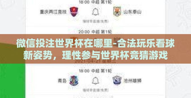 微信投注世界杯在哪里-合法玩乐看球新姿势，理性参与世界杯竞猜游戏