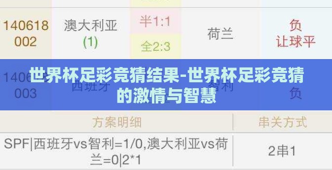 世界杯足彩竞猜结果-世界杯足彩竞猜的激情与智慧