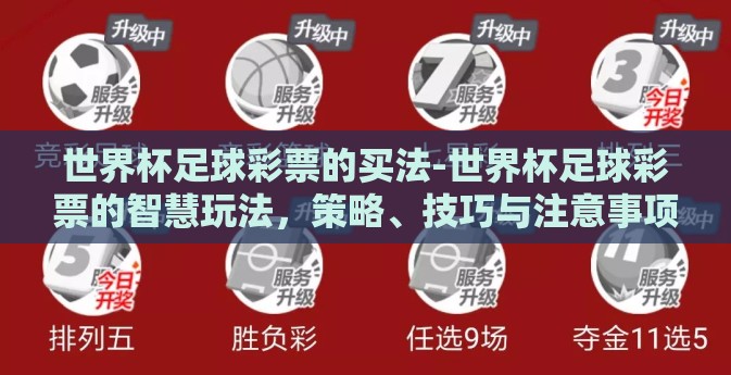 世界杯足球彩票的买法-世界杯足球彩票的智慧玩法，策略、技巧与注意事项