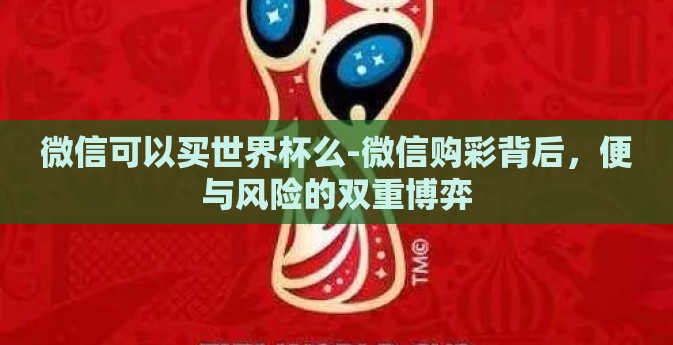 微信可以买世界杯么-微信购彩背后，便与风险的双重博弈