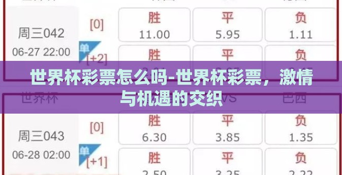 世界杯彩票怎么吗-世界杯彩票，激情与机遇的交织