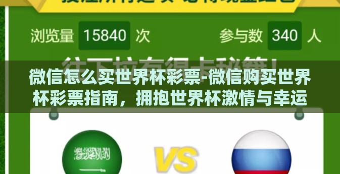 微信怎么买世界杯彩票-微信购买世界杯彩票指南，拥抱世界杯激情与幸运的双重挑战