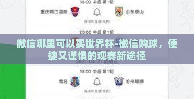 微信哪里可以买世界杯-微信购球，便捷又谨慎的观赛新途径