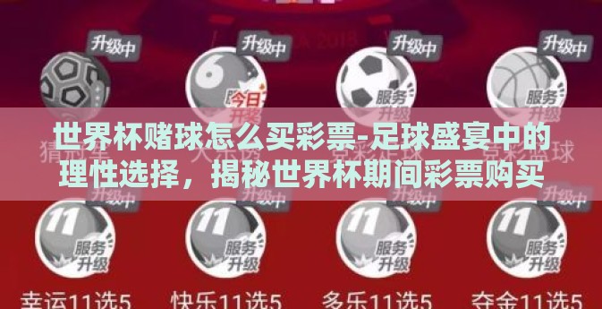 世界杯赌球怎么买彩票-足球盛宴中的理性选择，揭秘世界杯期间彩票购买策略