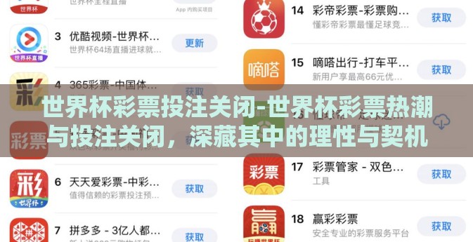世界杯彩票投注关闭-世界杯彩票热潮与投注关闭，深藏其中的理性与契机