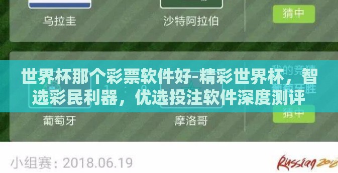世界杯那个彩票软件好-精彩世界杯，智选彩民利器，优选投注软件深度测评