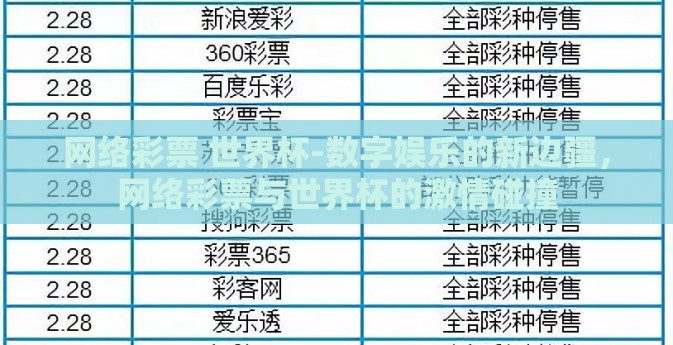 网络彩票 世界杯-数字娱乐的新边疆，网络彩票与世界杯的激情碰撞