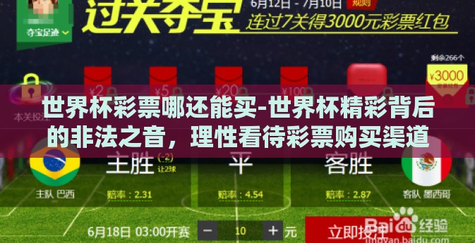 世界杯彩票哪还能买-世界杯精彩背后的非法之音,理性看待彩票购买渠道 世界杯彩票哪还能买-世界杯精彩背后的非法之音,理性看待彩票购买渠道