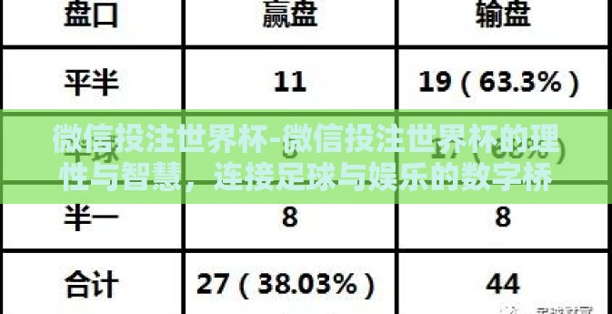 微信投注世界杯-微信投注世界杯的理性与智慧，连接足球与娱乐的数字桥梁
