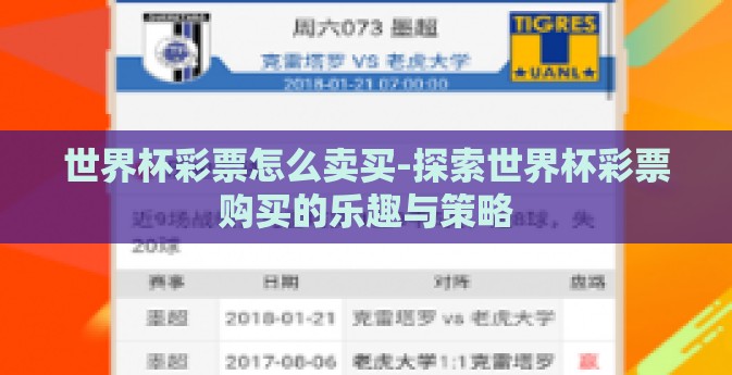 世界杯彩票怎么卖买-探索世界杯彩票购买的乐趣与策略