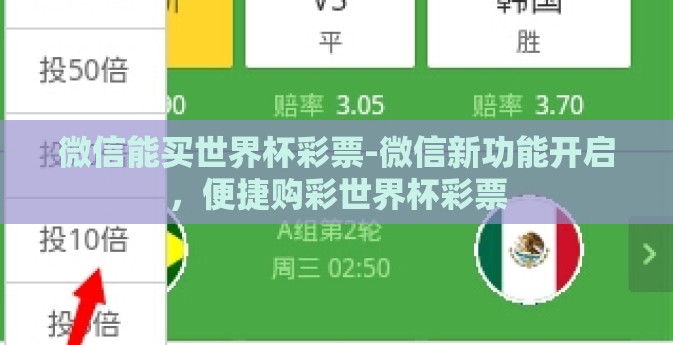 微信能买世界杯彩票-微信新功能开启，便捷购彩世界杯彩票