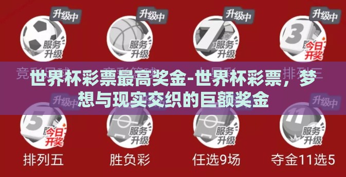 世界杯彩票最高奖金-世界杯彩票，梦想与现实交织的巨额奖金