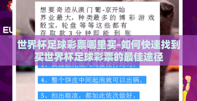 世界杯足球彩票哪里买-如何快速找到买世界杯足球彩票的最佳途径
