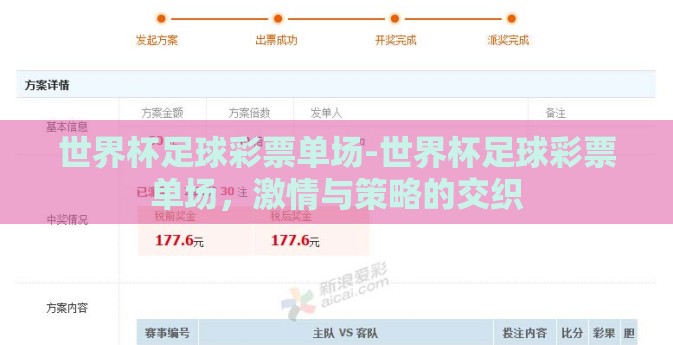世界杯足球彩票单场-世界杯足球彩票单场,激情与策略的交织 世界杯足球彩票单场-世界杯足球彩票单场,激情与策略的交织