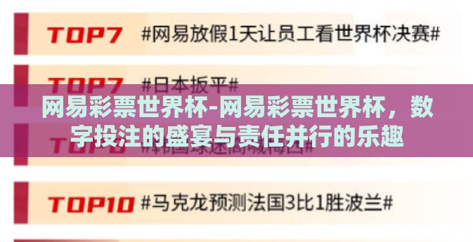 网易彩票世界杯-网易彩票世界杯，数字投注的盛宴与责任并行的乐趣
