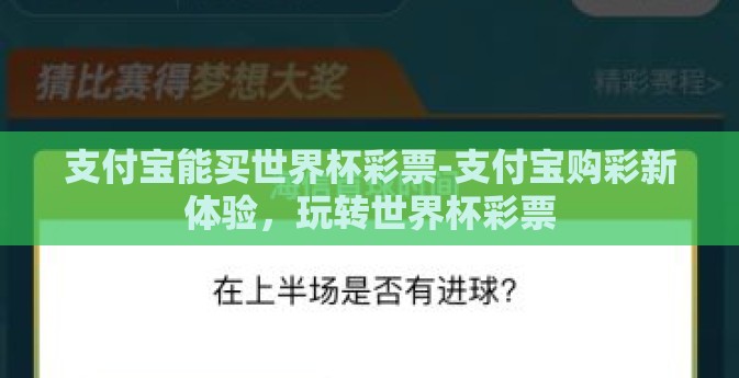 支付宝能买世界杯彩票-支付宝购彩新体验，玩转世界杯彩票