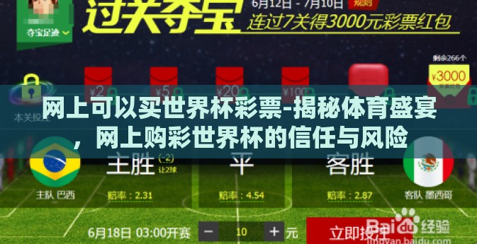 网上可以买世界杯彩票-揭秘体育盛宴，网上购彩世界杯的信任与风险