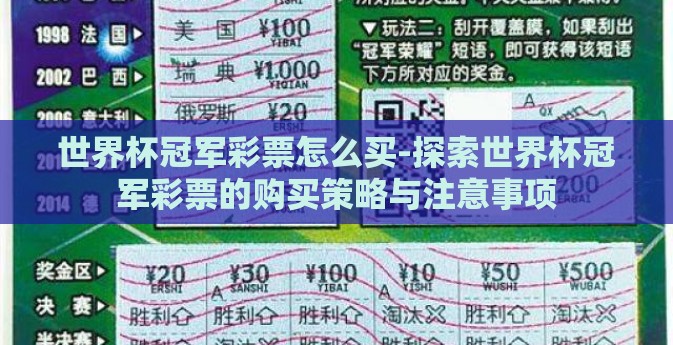世界杯冠军彩票怎么买-探索世界杯冠军彩票的购买策略与注意事项