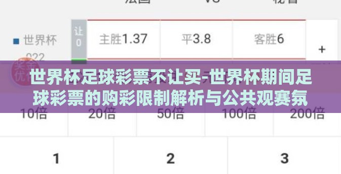 世界杯足球彩票不让买-世界杯期间足球彩票的购彩限制解析与公共观赛氛围引导