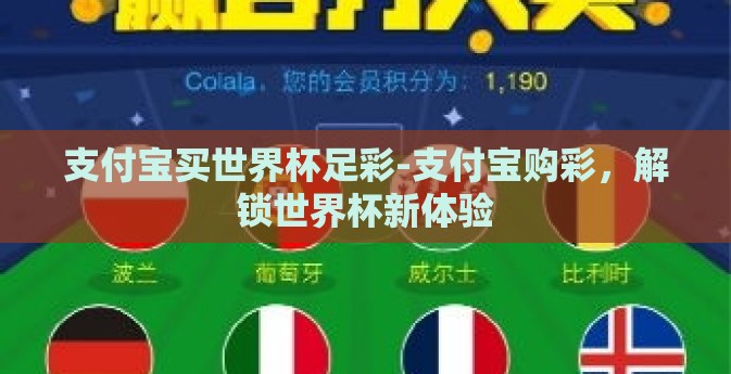 支付宝买世界杯足彩-支付宝购彩，解锁世界杯新体验