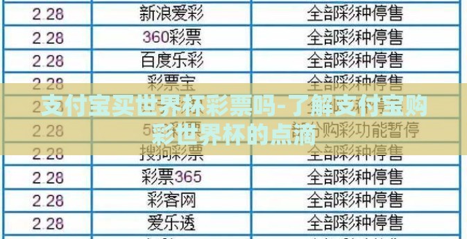 支付宝买世界杯彩票吗-了解支付宝购彩世界杯的点滴