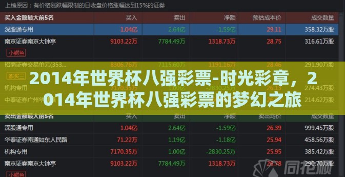 2014年世界杯八强彩票-时光彩章，2014年世界杯八强彩票的梦幻之旅