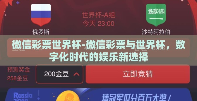 微信彩票世界杯-微信彩票与世界杯，数字化时代的娱乐新选择