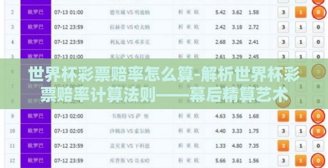世界杯彩票赔率怎么算-解析世界杯彩票赔率计算法则——幕后精算艺术