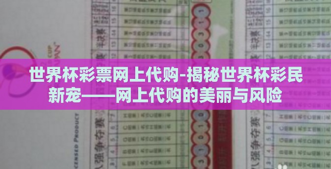 世界杯彩票网上代购-揭秘世界杯彩民新宠——网上代购的美丽与风险