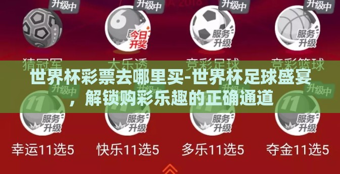 世界杯彩票去哪里买-世界杯足球盛宴，解锁购彩乐趣的正确通道