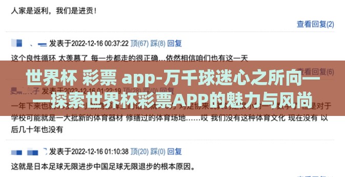 世界杯 彩票 app-万千球迷心之所向——探索世界杯彩票APP的魅力与风尚